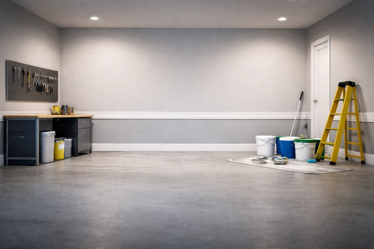 Freshly painted garage interior by Ace Garage Pros in DFW