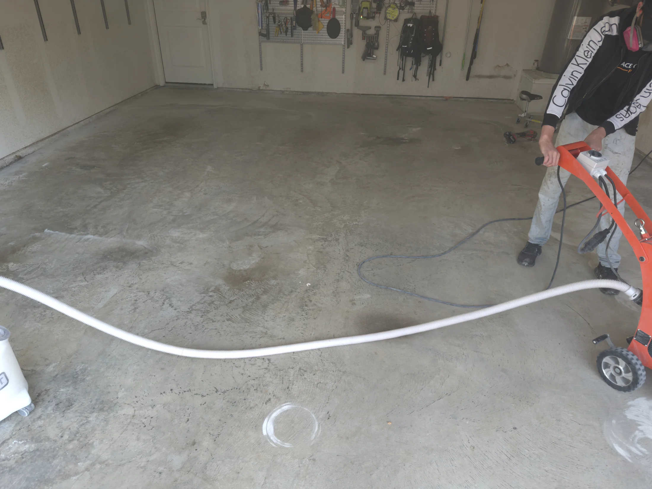 Garage floor before coating installation in Aubrey, Texas