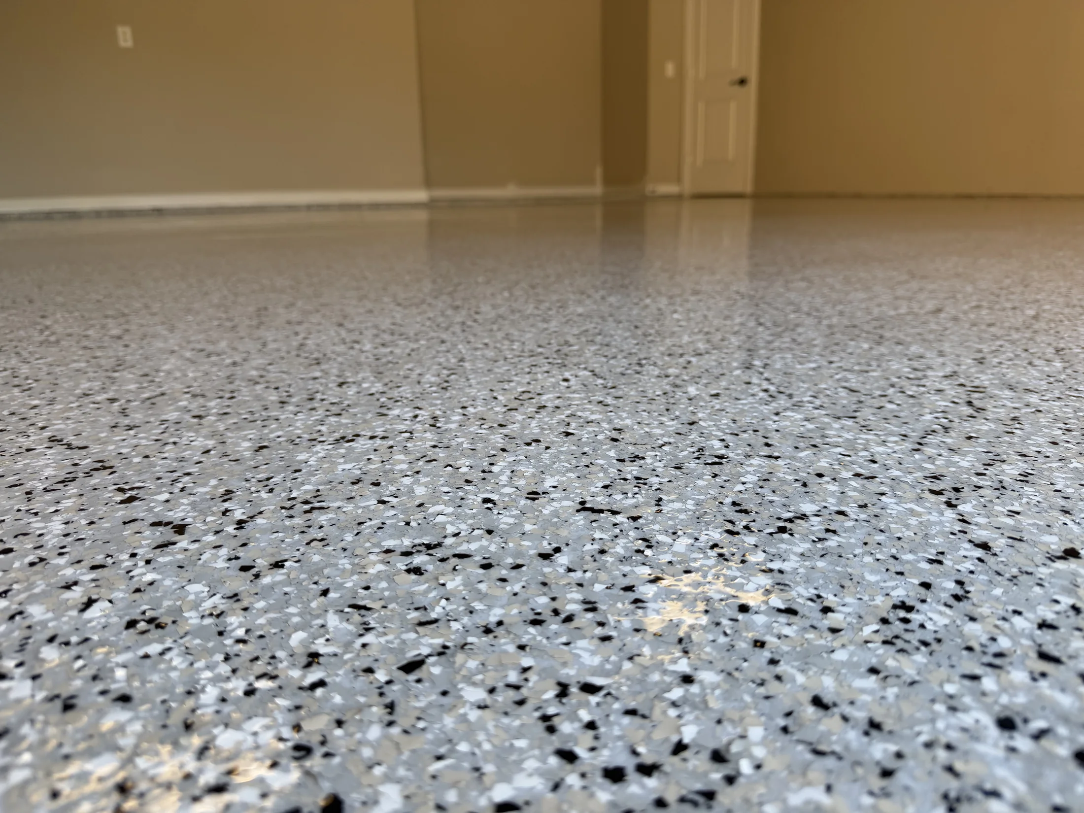 Finished garage floor coating detail in Colleyville, Texas
