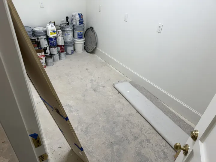 Before photo of the garage floor coating project in Fort Worth, Texas.