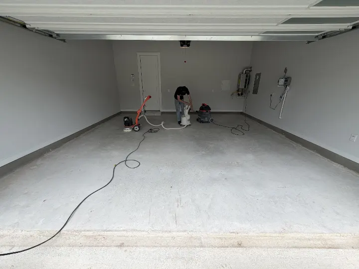 Garage floor before coating in McKinney, Texas