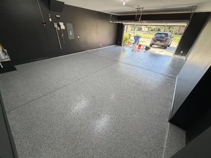 Detail photo of the Frisco garage floor coating project